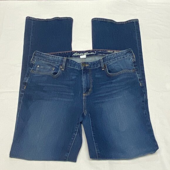 Eddie Bauer Mid Rise Truly Straight Stretch Boot Cut Denim Jeans Medium Wash 14L - Picture 7 of 13